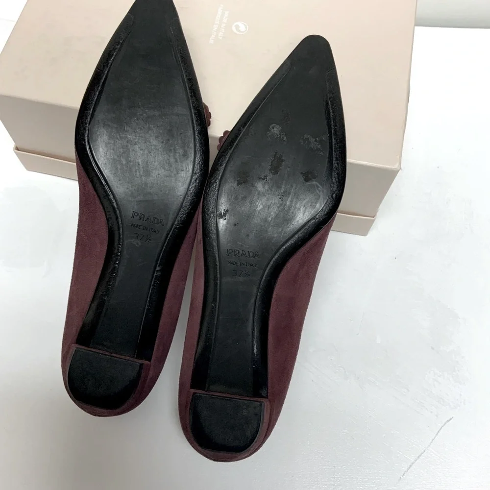Prada purple suede pointed toe low heels 37.5